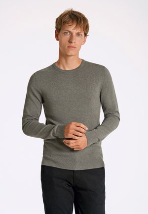 O-NECK - Strickpullover - dk moss mel