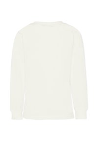 Langsleeve shirt in het wit, gemaakt van zachte katoen. Heeft een ronde halslijn en ribgebreide manchetten. Eenvoudige, gladde textuur zonder patronen.