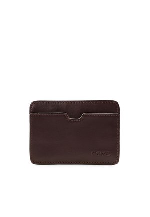Dark brown leather cardholder with a front pocket and visible stitching, embossed with "PICARD" logo in the lower right corner.
