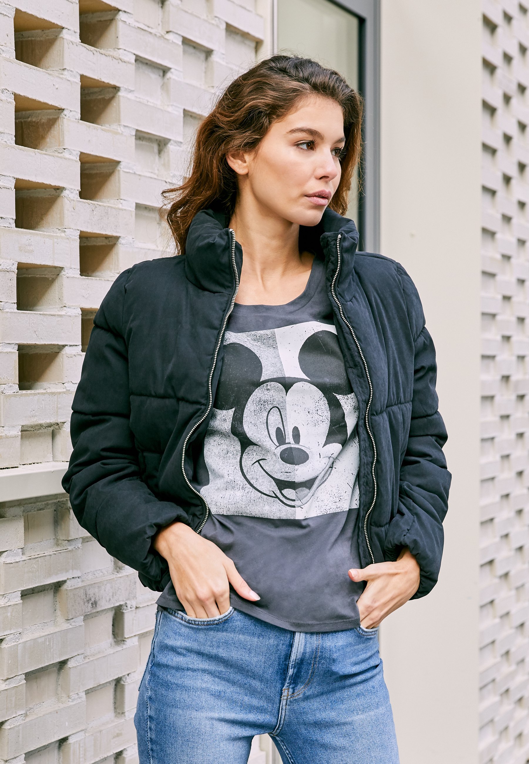 ONLY MINNIE FACE - T-shirt con stampa - dark grey/grigio scuro screziato -  Zalando.it