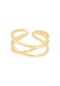 Goldring mit verwobenem Design, verfügt über eine strukturierte Oberfläche und offene Bandform. Der glatte, glänzende Finish erhöht die visuelle Attraktivität.