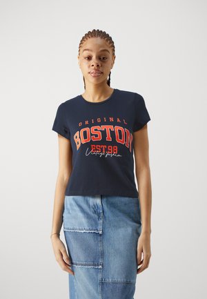 Noisy May NMMOLLY CROPPED - Μπλουζάκι με στάμπα - navy blazer