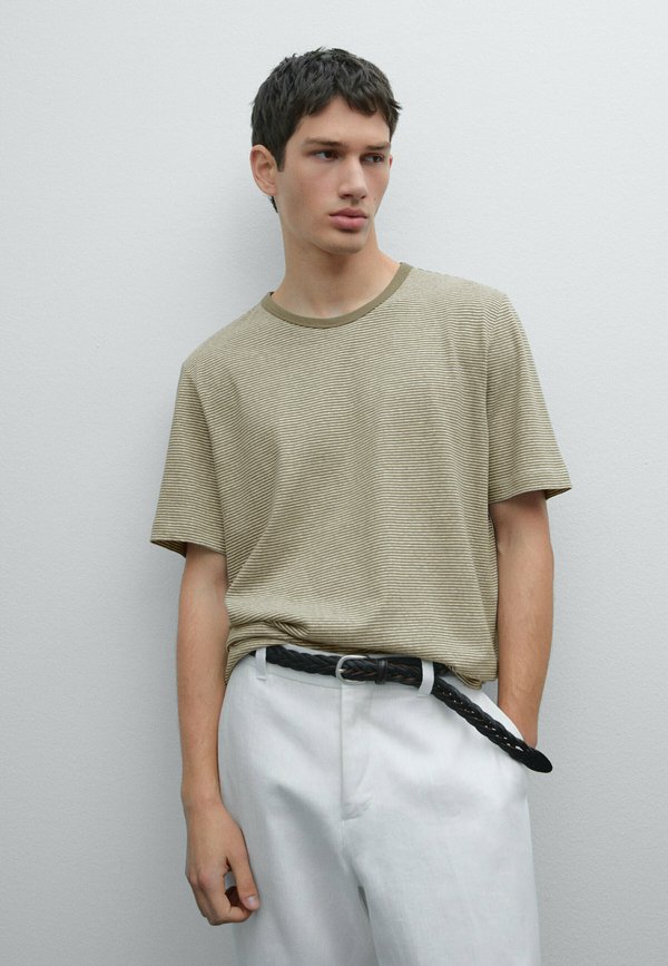 STRIPED - Print T-shirt - khaki