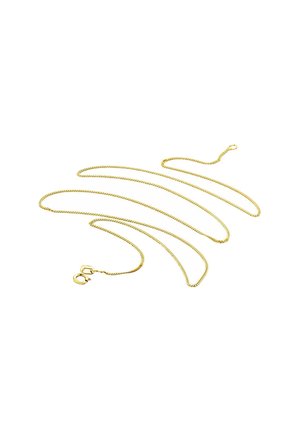 Goldfarbener Metallring mit einem verdrehten Design. Verfügt über einen Klappverschluss und verlängerte Glieder, die in einer fließenden, geschwungenen Anordnung angeordnet sind.