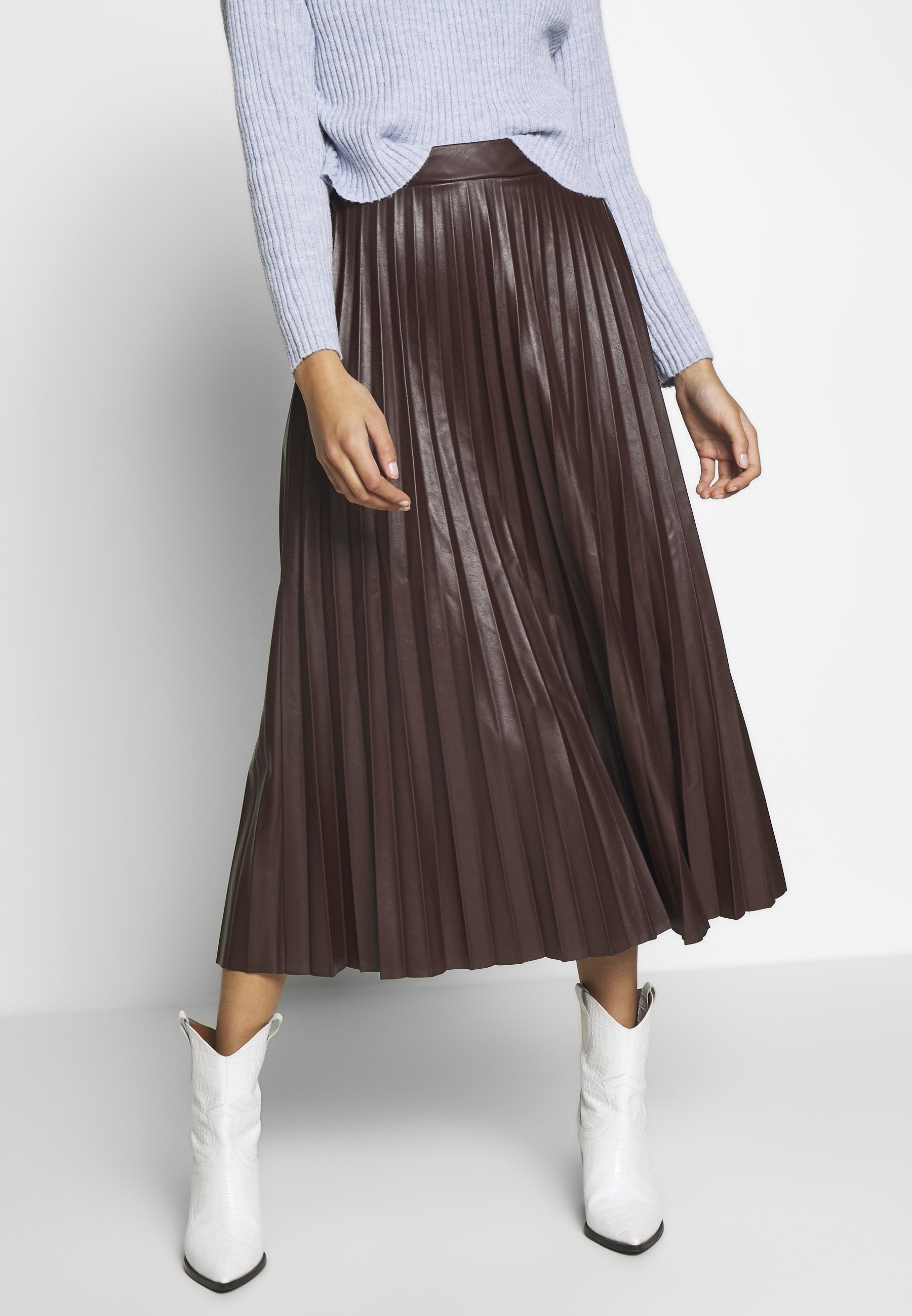New Look PLEATED MIDI A line skjørt dark burgundy New Look PLEATED - A-line skjørt - black