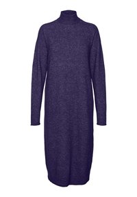 Abito a maniche lunghe e collo alto di colore viola scuro, con una vestibilità rilassata e polsini a coste. Realizzato in un tessuto morbido e testurizzato.