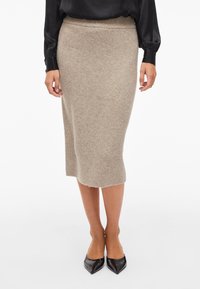 VILA VILOLO MIDI SKIRT - Jupe crayon - natural melange