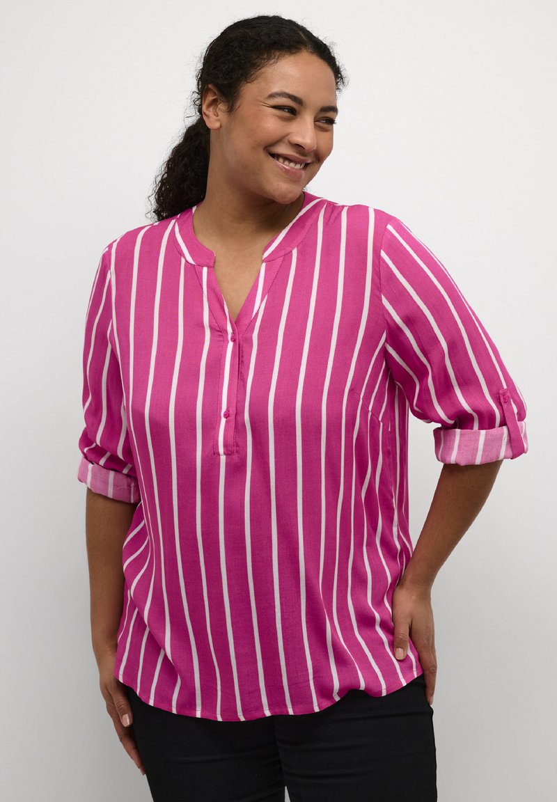 Kaffe Curve SIDA - Blúzka - shoking pink chalk stripe