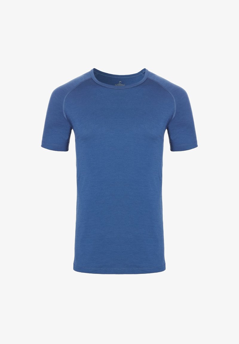 Blauwe t-shirt met korte mouwen met een klassiek crew neck ontwerp. Gemaakt van zachte stof met een gladde textuur en subtiele stikdetails.