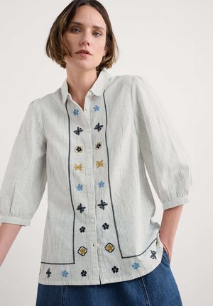 HOPE COTTAGE EMBROIDERED  - Button-down blouse - navy simplicity stripe chalk maritime