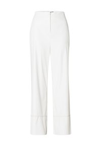 Witte wijde broek van soepel stof, met een hoge tailleband, een enkele knoopsluiting en gestikte zoomdetails.