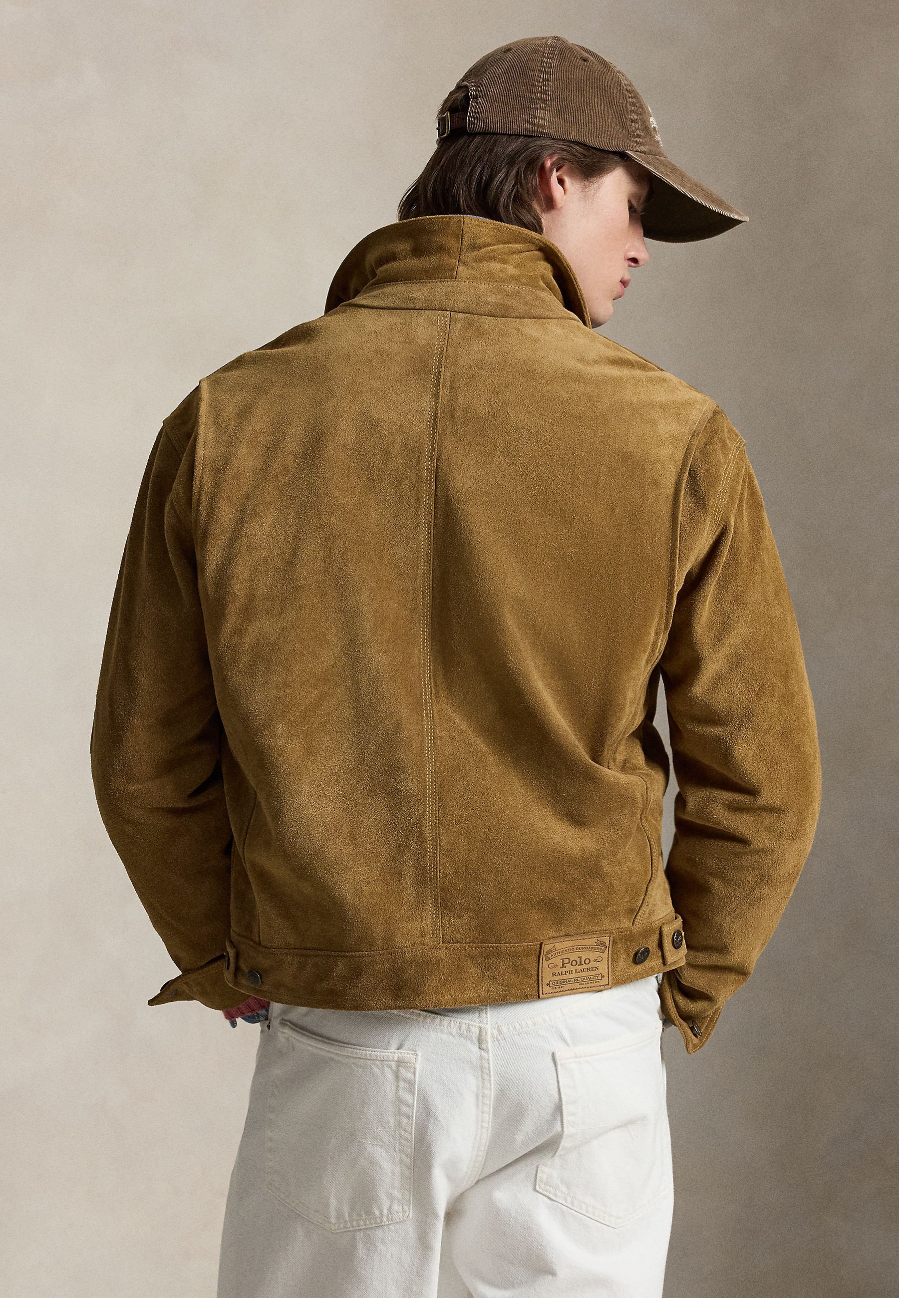 Polo Ralph Lauren SUEDE JACKET - Leather jacket - desert khaki
