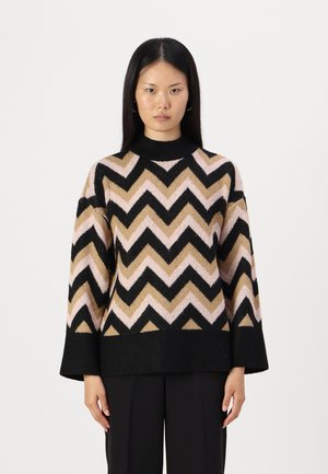 ONLTRINE ZIGZAG - Džemperis - black/tannin/rose smoke
