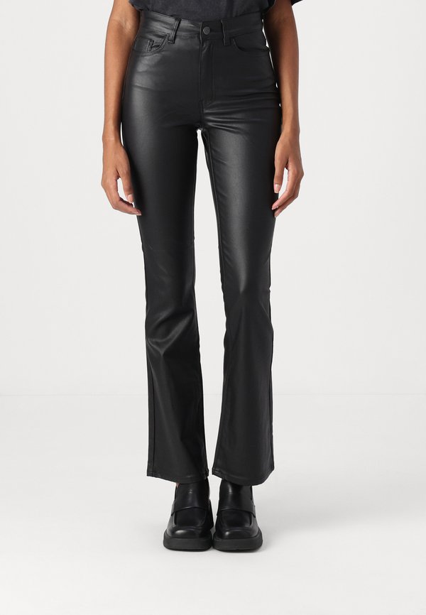 OBJBELLE COATED FLARED PANT  - Trousers