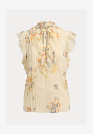 Lauren Ralph Lauren, FLORAL PINTUCKED TIE-NECK BLOUSE - Bluse - cream multi