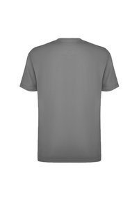 Grå T-shirt med korte ærmer lavet af bomuld. Har rund hals, ensfarvet struktur og standard pasform uden synlige logoer eller designs.