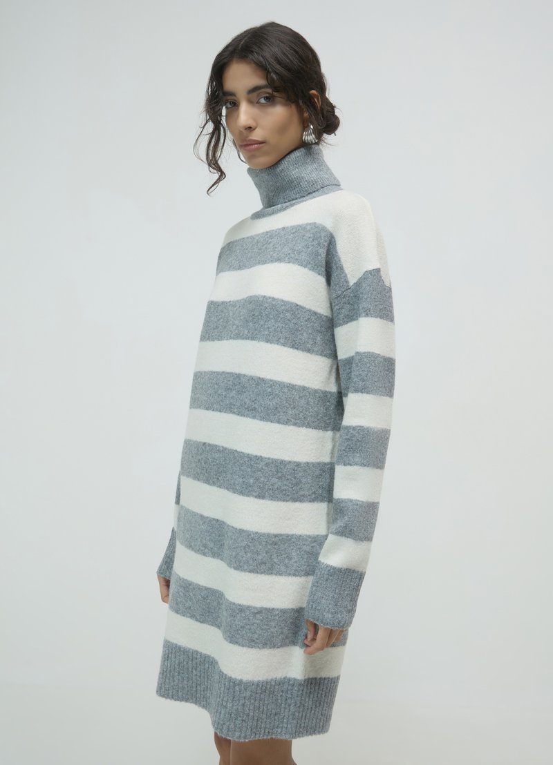 Calliope IN RIGHE - Abito in maglia - var grigio fumo melange