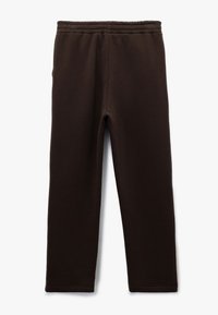 Brune sweatpants med elastisk talje, lavet af blødt stof, med en tætsiddende design og uden ekstra hardware eller detaljer.