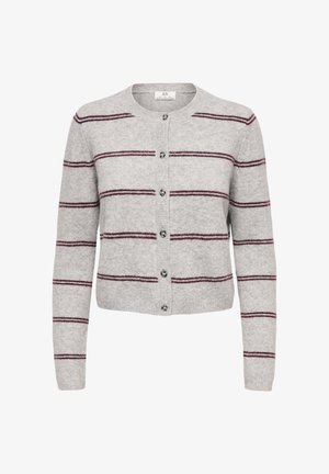 JDY, JDYCHLOE L/S CARDIGAN KNT NOOS - Жилетка - light grey melange detail new stripe winetasting