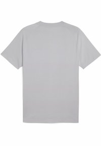 T-shirt grigio a maniche corte con colletto girocollo, in tessuto morbido e vestibilità rilassata. Nessun motivo o design visibile. Vista posteriore semplice e uniforme.