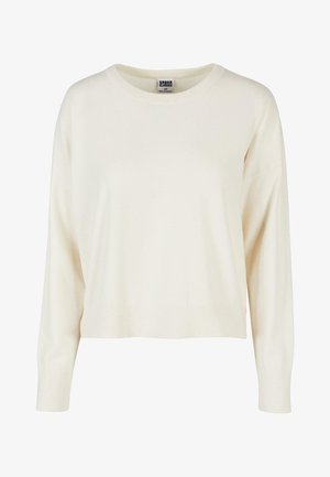 Crème-kleurige pullover met een ronde halslijn, lange mouwen en een relaxte pasvorm. Gemaakt van zachte stof met een gladde textuur.
