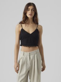 Vero Moda - VMHONEY LACE V-NECK CROPPED TOP  - Top - black Immagine in miniatura 1