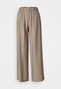 Beiga vida byxor gjorda av lättviktig tyg med en texturerad yta. Har en elastisk midja för en bekväm passform.