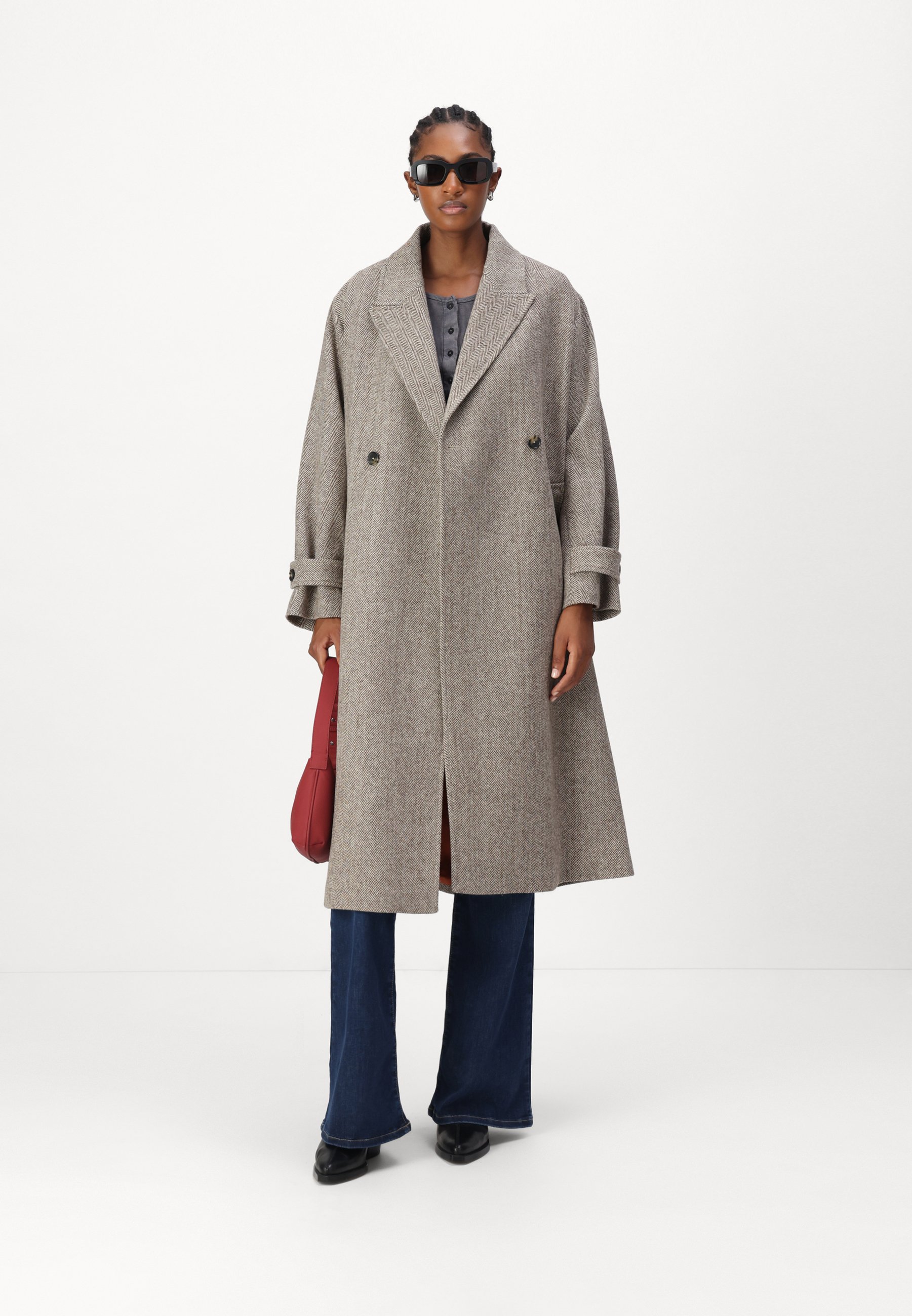 ジャケット・アウター HLT Herringbone Wool-Blend Classic Coat Tommy Hilfiger WOOL HERRINGBONE BELTED - Classic coat - taupe