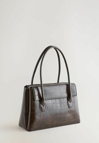 CROC EFFECT SHOULDER - Borsa a mano - chocolate brown