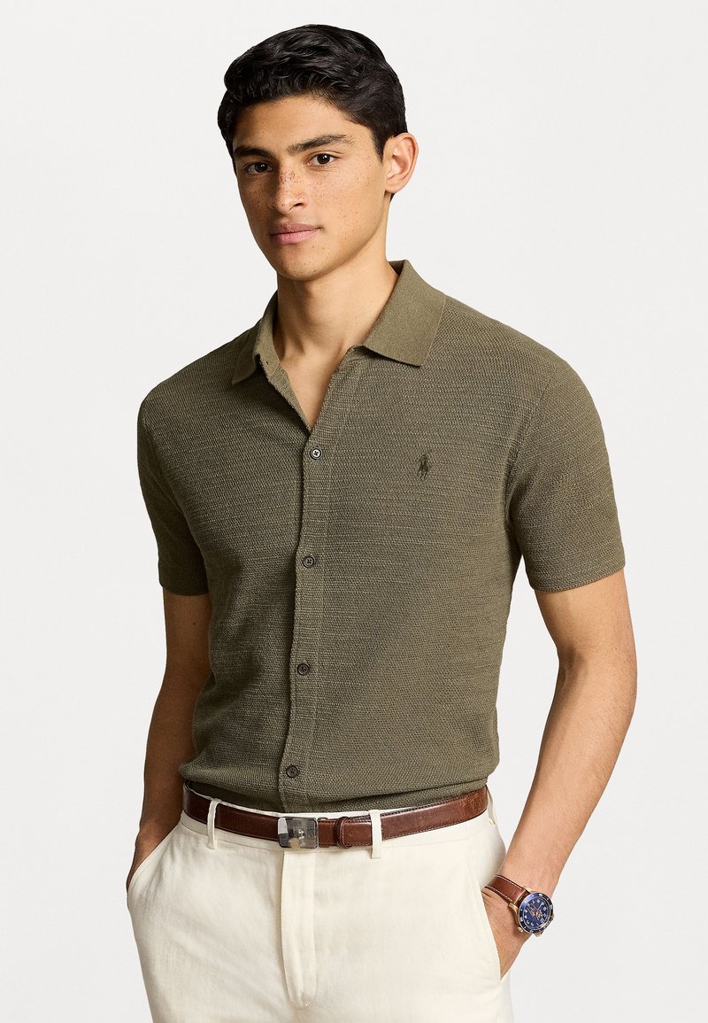 Polo Ralph Lauren TEXTURED COTTON LINEN SHIRT JUMPER - Krekls - thermal green