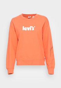 Sudadera de cuello redondo naranja con el logo blanco de "levi's" centrado en la parte frontal, mangas largas y puños y dobladillo acanalados.