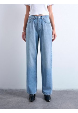TSCOLUMN MID RISE GERADE GESCHNITTEN - Wide leg - medium blue denim