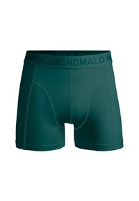 Tamnozeleni bokserice od glatke tkanine, s udobnim pojasom s logom i prilagođenim dizajnom s detaljima šava.