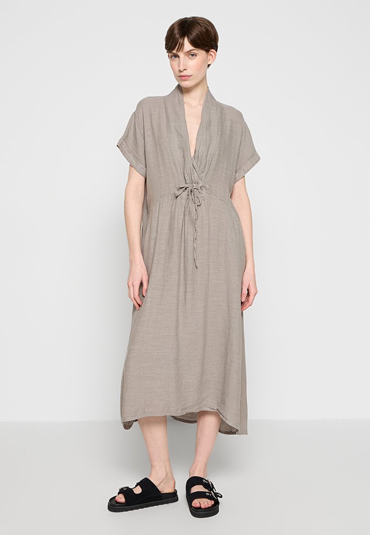 Le Monde du Lin Maxi-jurk taupe