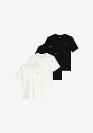 Marc O'Polo DENIM, MARC O'POLO DENIM 4 PACK - T-shirt basic - schwarz creme