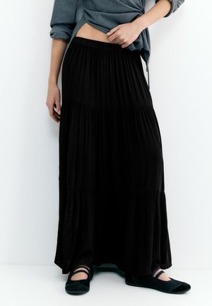 PULL&BEAR PANELLED - MIDI SKIRT - A-snit nederdel - black