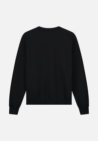 Zwarte sweatshirt met lange mouwen, geribbelde manchet en een ronde hals. Gladde textuur, casual ontwerp, met een effen kleur zonder patronen.