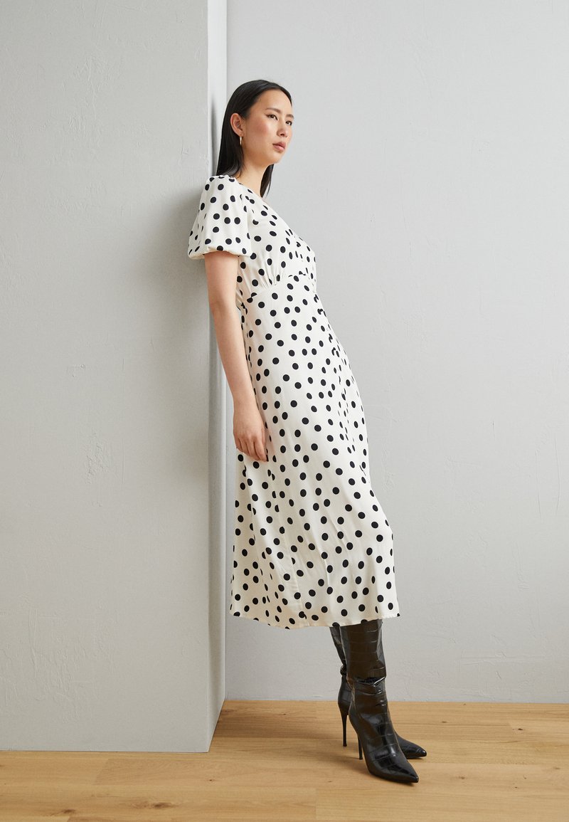 Marks & Spencer BUTTON TEA DRESS Shirt dress ivory mix/black Zalando