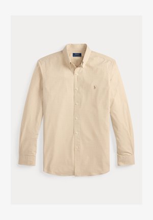 Polo Ralph Lauren, CUSTOM FIT GINGHAM STRETCH POPLIN SHIRT - Πουκάμισο - vintage khaki/white
