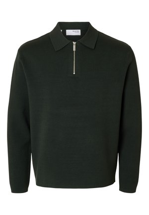 Selected, SLHTELLER FN RELAXED HALF ZIP POLO NOOS - Langarmshirt - deep forest