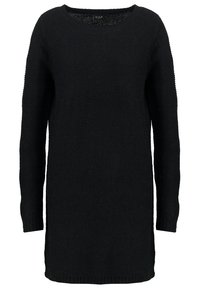 Svart långärmad tröja med rund halsringning, gjord av texturerat stickat tyg. Har en lös passform och ribbade ärmslut och fåll.