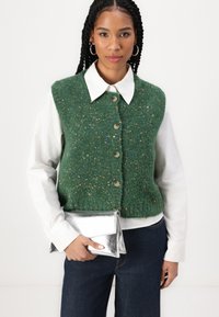 Marc O'Polo DENIM KNIT SLEEVELESS CARDIGAN BUTTON - Väst - artichoke green
