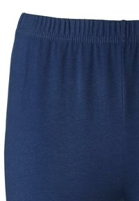 Marineblauwe elastische taillebandbroeken gemaakt van zachte, rekbare stof; met een gladde textuur en een aansluitend ontwerp, ideaal voor comfort en draaggemak.