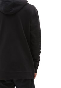 Sweat à capuche noir à manches longues et coupe décontractée. Texture douce et couleur unie. Comprend des poignets et un ourlet côtelés sans logos visibles.