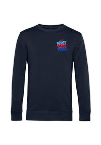 Felpa a maniche lunghe di colore blu navy realizzata in tessuto morbido, con un grafico colorato del logo "Pepsi" sulla parte sinistra del petto.