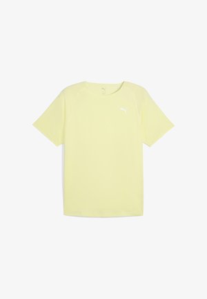 Spilgtas dzeltenas īsām piedurknēm T-krekls ar baltu Puma logo uz krūtīm. Krekla dizains ir vienkāršs, mūsdienīgs un ar brīvu piegriezumu.