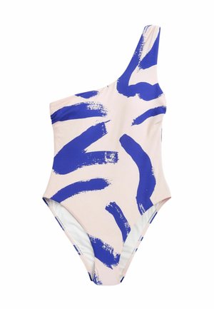TWIST ONE SHOULDER TUMMY CONTROL  - Uimapuku - blue cream abstract