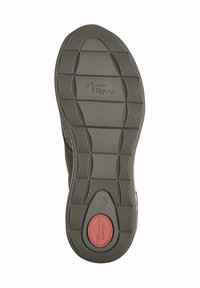 Semelle de chaussure avec un dessin structuré, une insertion circulaire rouge près du talon étiquetée "Tamaris Comfort," et le numéro 37 indiquant la taille.