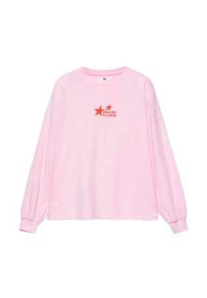 PULL&BEAR, OVERSIZE STAR GRAPHIC WITH SLOGAN - T-SHIRT - T-shirt à manches longues - pink