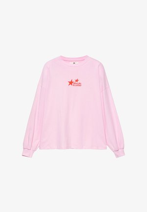 PULL&BEAR, OVERSIZE STAR GRAPHIC WITH SLOGAN - T-SHIRT - T-shirt à manches longues - pink